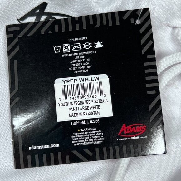 ADAMS Youth LG Practice Sports Pants White Sewn In Padding Football LaCrosse‎ - Picture 4 of 11